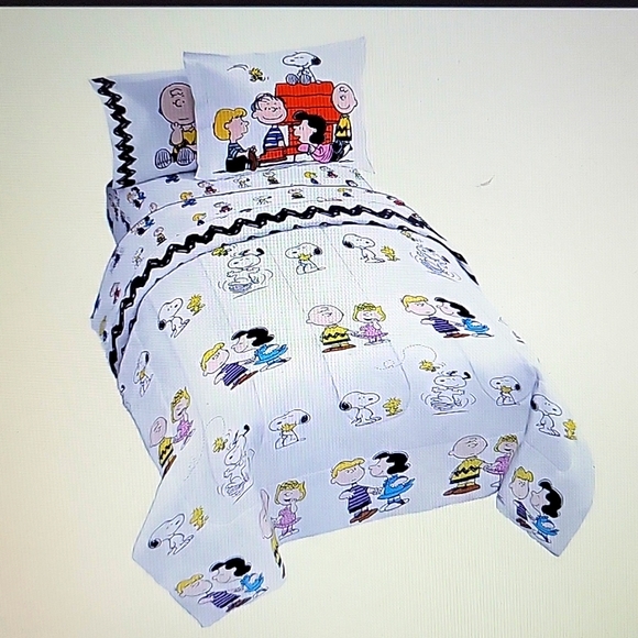 Peanuts Bedding Peanuts Snoopy Charlie Brown 5pc Twin Bed Set Reversible Comforter Sheet Set